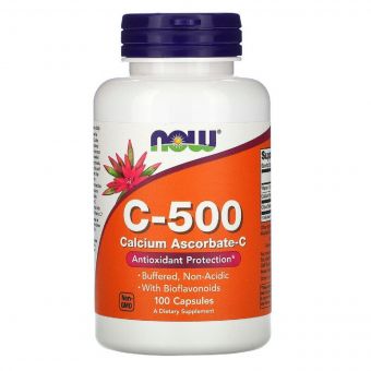 Вітамін C-500, аскорбат кальцію-C, Vitamin C, Calcium Ascorbate-C, Now Foods, 100 капсул