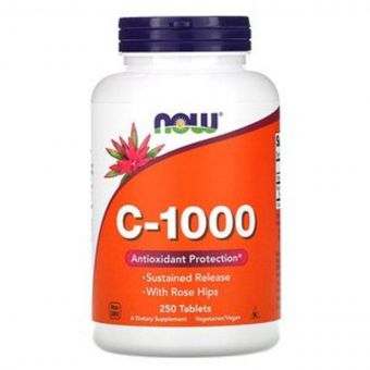 Вітамін C-1000 с шипшиною, With Rose Hips, Now Foods, 250 таблеток