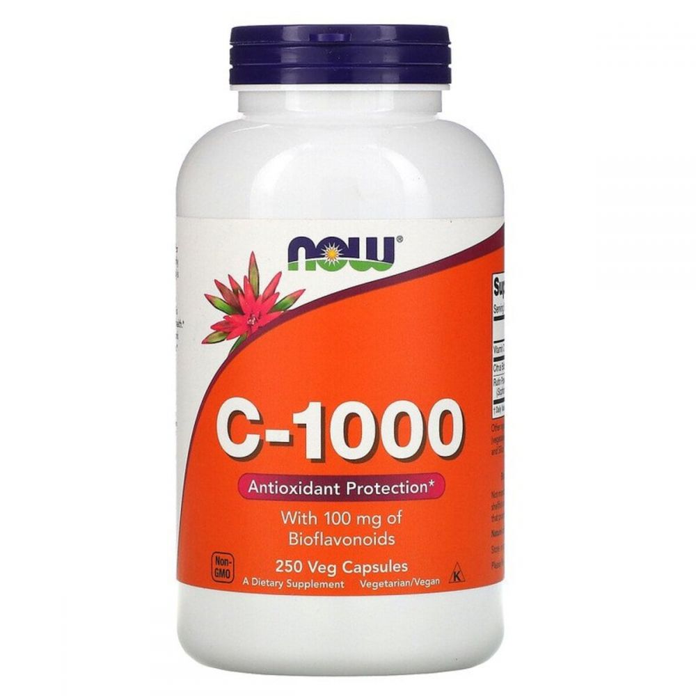 Вітамін C-1000, з 100 мг біофлавоноїдів, With 100 mg of Bioflavonoids, Now Foods, 250 вегетаріанських капсул