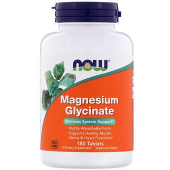 Гліцинат Магнію, Magnesium Glycinate, Now Foods, 180 таблеток