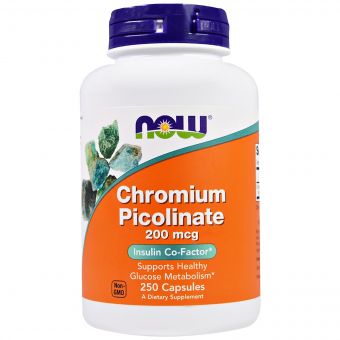 Хром Піколінат, Chromium Picolinate, Now Foods, 200 мкг, 250 капсул