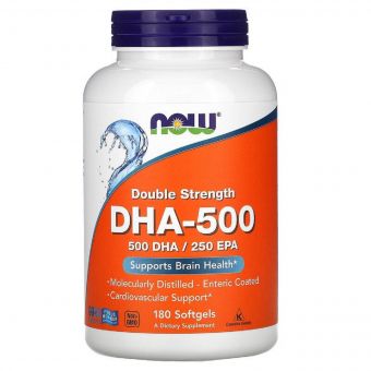 DHA (докозагексаєнова кислота) 500 мг, Now Foods, 180 желатинових капсул
