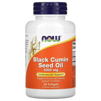 Олія насіння чорного кмину, 1000 мг, Black Cumin Seed Oil, Now Foods, 60 гелевих капсул