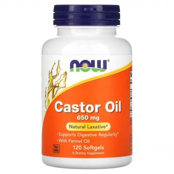 Касторова олія, 650 мг, Castor Oil, Now Foods, 120 гелевих капсул