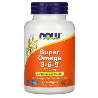 Супер Омега 3-6-9, Super Omega 3-6-9,, Now Foods, 1200 мг, 90 желатинових капсул