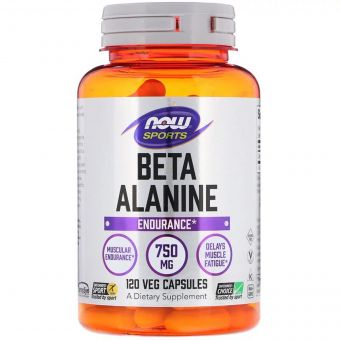Бета-Аланін, Beta-Alanine, Now Foods, 750 мг, 120 вегетаріанських капсул