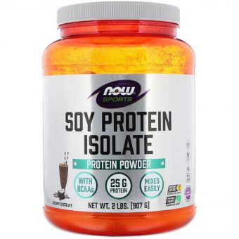 Ізолят соєвого протеїну, смак вершкового шоколаду, Soy Protein Isolate, Now Foods, порошок 907 гр