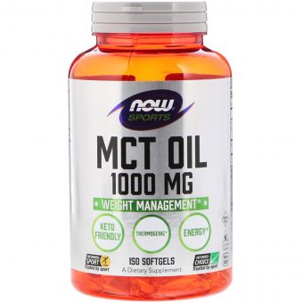 Масло МСТ, MCT Oil, Now Foods, 1000 мг, 150 желатинових капсул