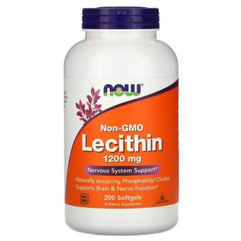 Лецитин 1200мг, Lecithin, Now Foods, 200 желатинових капсул