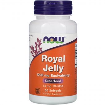 Маточне Молочко 1000 мг, Royal Jelly, Now Foods, 60 гелевих капсул