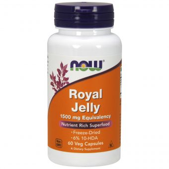 Маточне Молочко 1500 мг, Royal Jelly, Now Foods, 60 вегетаріанських капсул