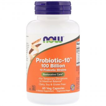 Пробіотик Для Травлення, Probiotic-10, 100 Billion, Now Foods, 60 вегетаріанських капсул