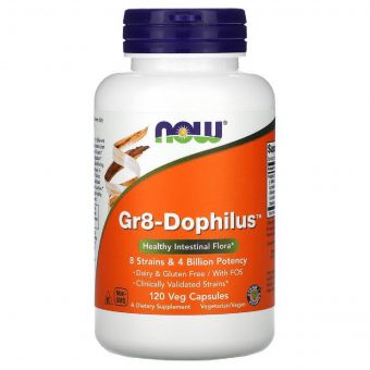 Пробіотики для Поліпшення Шлункового Тракту, Gr8 - Dophilus, Now Foods, 120 Вегетаріанських капсул