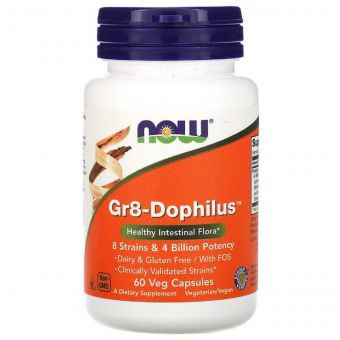 Пробіотики для Покращення Шлункового Тракту, Gr8-Dophilus, Now Foods, 60 вегетаріанських капсул