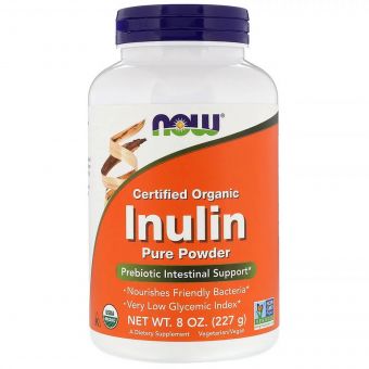 Інулін, Certified Organic Inulin, Now Foods, порошок, 227 гр