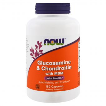 Глюкозамін і Хондроїтин з МСМ, Glucosamine & Chondroitin & MSM, Now Foods, 180 капсул