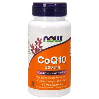 Коензим Q10 200 мг, CoQ10, Now Foods, 60 вегетаріанських капсул