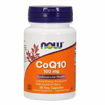 Коензим Q10 з глодом, CoQ10 with Hawthorn Berry, Now Foods, 100 мг, 30 Капсул