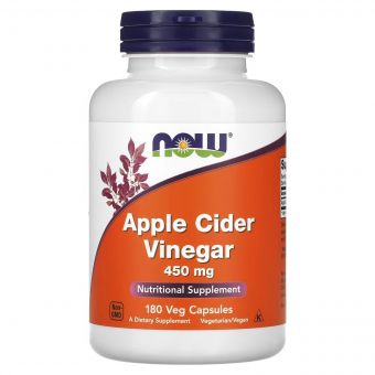 Яблучний оцет, 450 мг, Apple Cider Vinegar, Now Foods, 180 вегетаріанських капсул