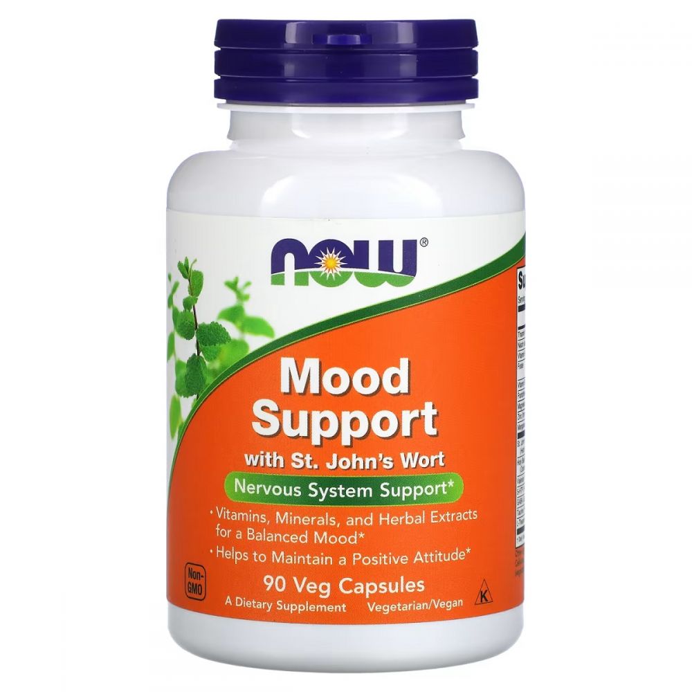 Підтримка настрою зі звіробєм, Mood Support with St. John&apos;s Wort, Now Foods, 90 вегетаріанських капсул