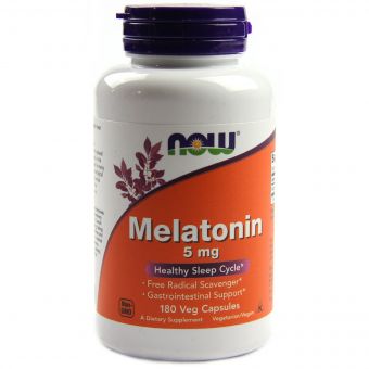 Мелатонін, Melatonin, Now Foods, 5 мг, 180 капсул