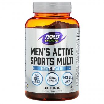 Чоловічі Мультівітаміни для активних видів спорту, Men's Active Sports Multi, Now Foods, 180 гелевих капсул