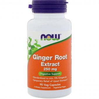 Корінь імбиру, Екстракт, Ginger Root Extract, Now Foods, 250 мг, 90 капсул