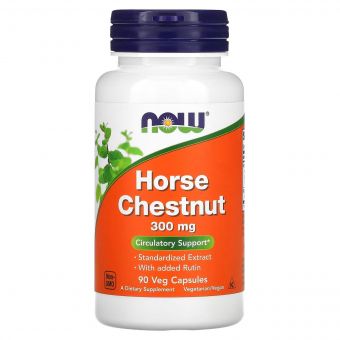 Кінський каштан, 300 мг, Horse Chestnut, Now Foods, 90 вегетаріанських капсул