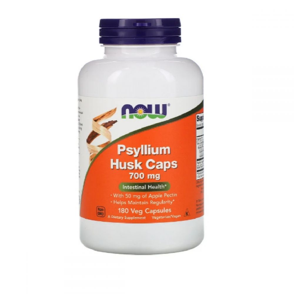 Подорожник (Псіліум), Psyllium Husks, Now Foods, 700 Мг, 180 Капсул