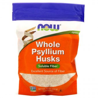 Цілісне лушпиння подорожника, Whole Psyllium Husk, Now Foods, 454 г