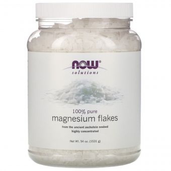 Магнієві пластівці, 100% чистоти, Magnesium Flakes, Solutions, Now Foods, 1531 гр (3,37 фунта)