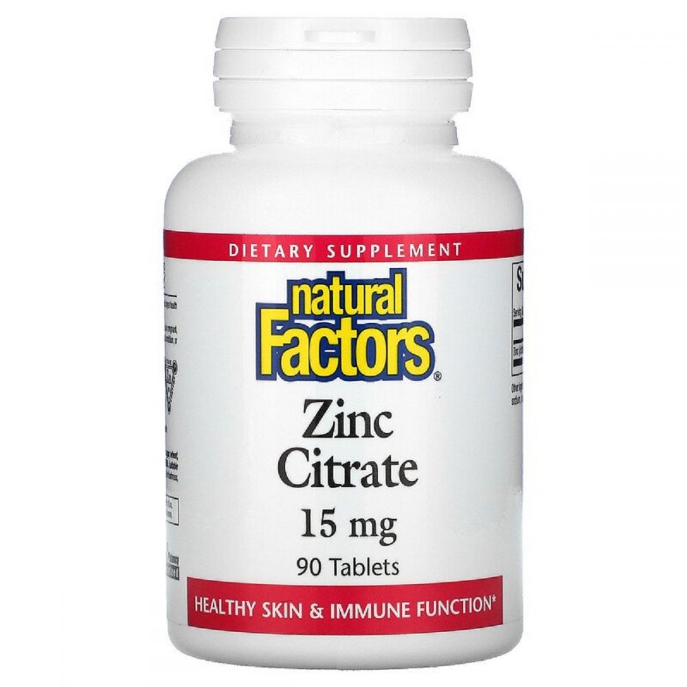 Цитрат цинку, Zinc Citrate, Natural Factors, 15 мг, 90 таблеток