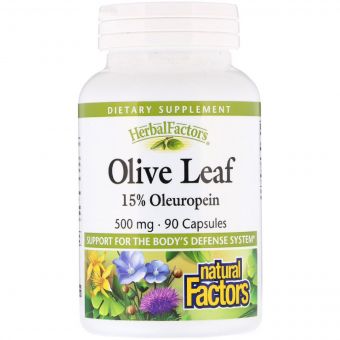 Оливкове Листя, Olive Leaves, Natural Factors, 500 мг, 90 капсул