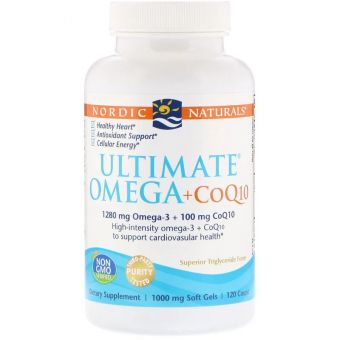 Риб&apos;ячий жир + Коензим Q10, 1000 мг, Nordic Naturals, Ultimate Omega + CoQ10, 120 капсул