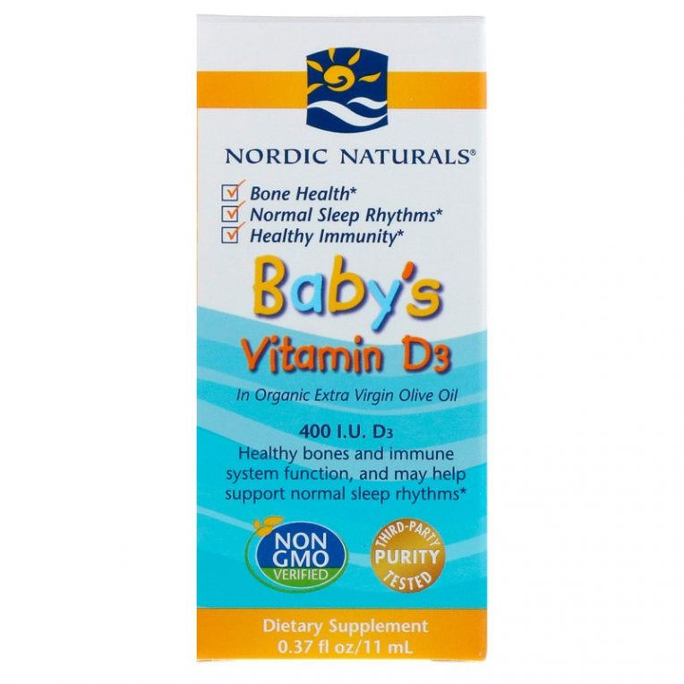 Вітамін D3 для дітей, Baby&apos;s Vitamin D3, Nordic Naturals 400 МЕ, 0.37 fl oz (11 мл)