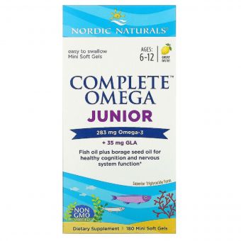 Риб&apos;ячий Жир для Підлітків, Смак Лимона, Complete Omega Junior, Nordic Naturals, 283 мг, 180 капсул