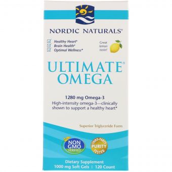 Риб&apos;ячий Жир, Смак Лимона, Nordic Naturals, Ultimate Omega, Lemon, 1,280 мг, 120 капсул