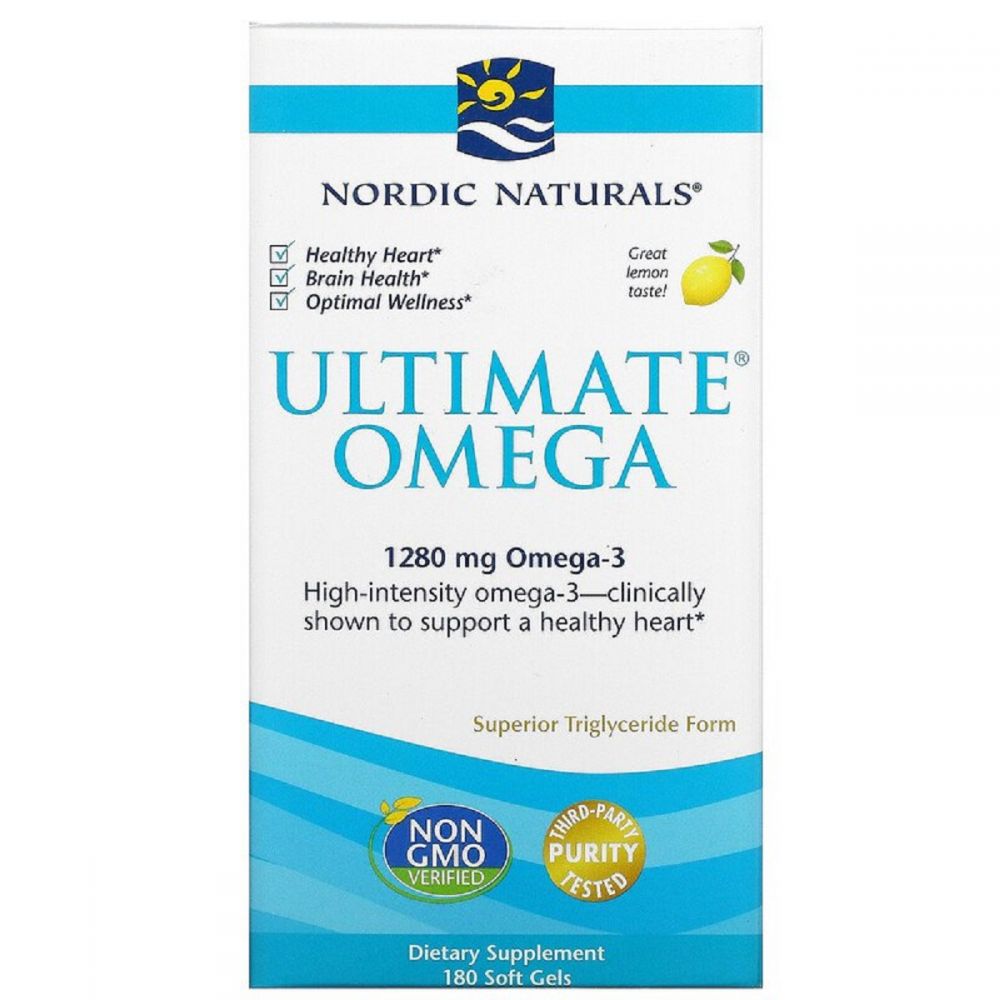 Риб&apos;ячий Жир, Смак Лимона, Nordic Naturals, Ultimate Omega, Lemon, 1,280 мг, 180 капсул