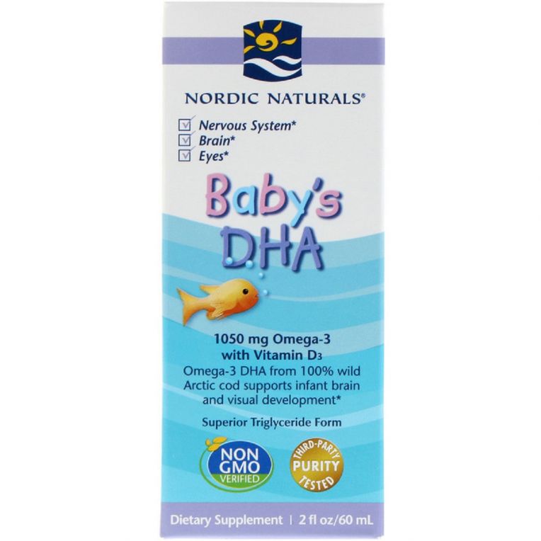 Риб&apos;ячий жир (ДГК) для Дітей з Вітаміном D3, Baby&apos;s DHA, with Vitamin D3, Nordic Naturals, 2 Жидких Унції (60 мл)