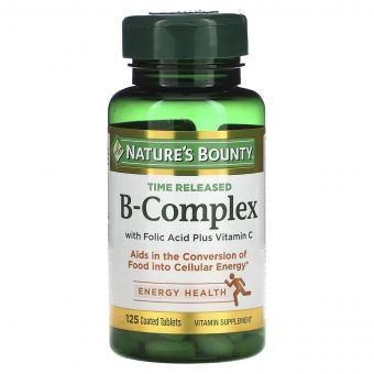 Комплекс вітамінів B з фолієвою кислотою та вітаміном С, B-Complex Time Released, Nature's Bounty, 125 таблеток