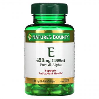 Вітамін E швидкого вивільнення, 1000 МО, 450 мг, Vitamin E, Nature's Bounty, 60 гелевих капсул