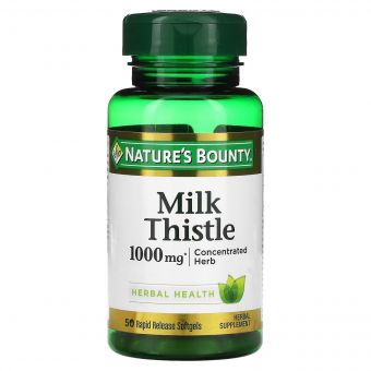 Розторопша, 1000 мг, Milk Thistle, Nature's Bounty, 50 гелевих капсул