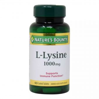 L-Лізин, 1000мг, L-Lysine, Nature's Bounty, 60 каплет