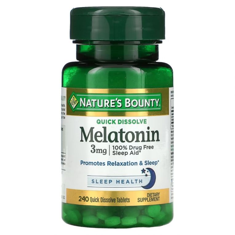 Мелатонін швидко розчинний, 3 мг, смак вишні, Melatonin, Nature's Bounty, 240 таблеток
