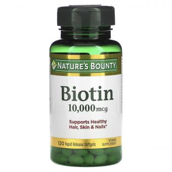 Біотин швидкого вивільнення, 10000 мкг, Biotin, Nature's Bounty, 120 гелевих капсул