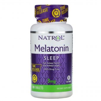 Мелатонін, Повільне вивільнення, Melatonin, Time Release, Natrol, 3 мг, 100 таблеток