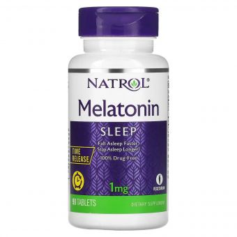Мелатонін із уповільненим вивільненням, 1 мг, Melatonin, Time Release, Natrol, 90 таблеток