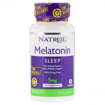 Мелатонін Підвищеної Сили Дії 5 мг, Melatonin, Natrol, 100 таблеток