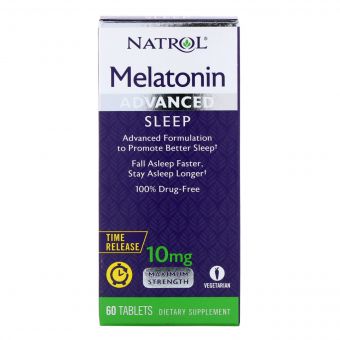 Мелатонін Повільного Вивільнення 10 мг, Melatonin Advanced Sleep, Natrol, 60 таблеток