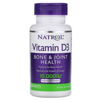 Вітамін D3, Максимальна Сила Дії, 10 000 МЕ, Natrol, 60 таблеток